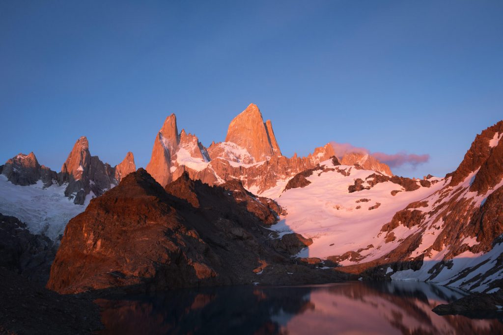 Laguna de los Tres zum Sonnenaufgang